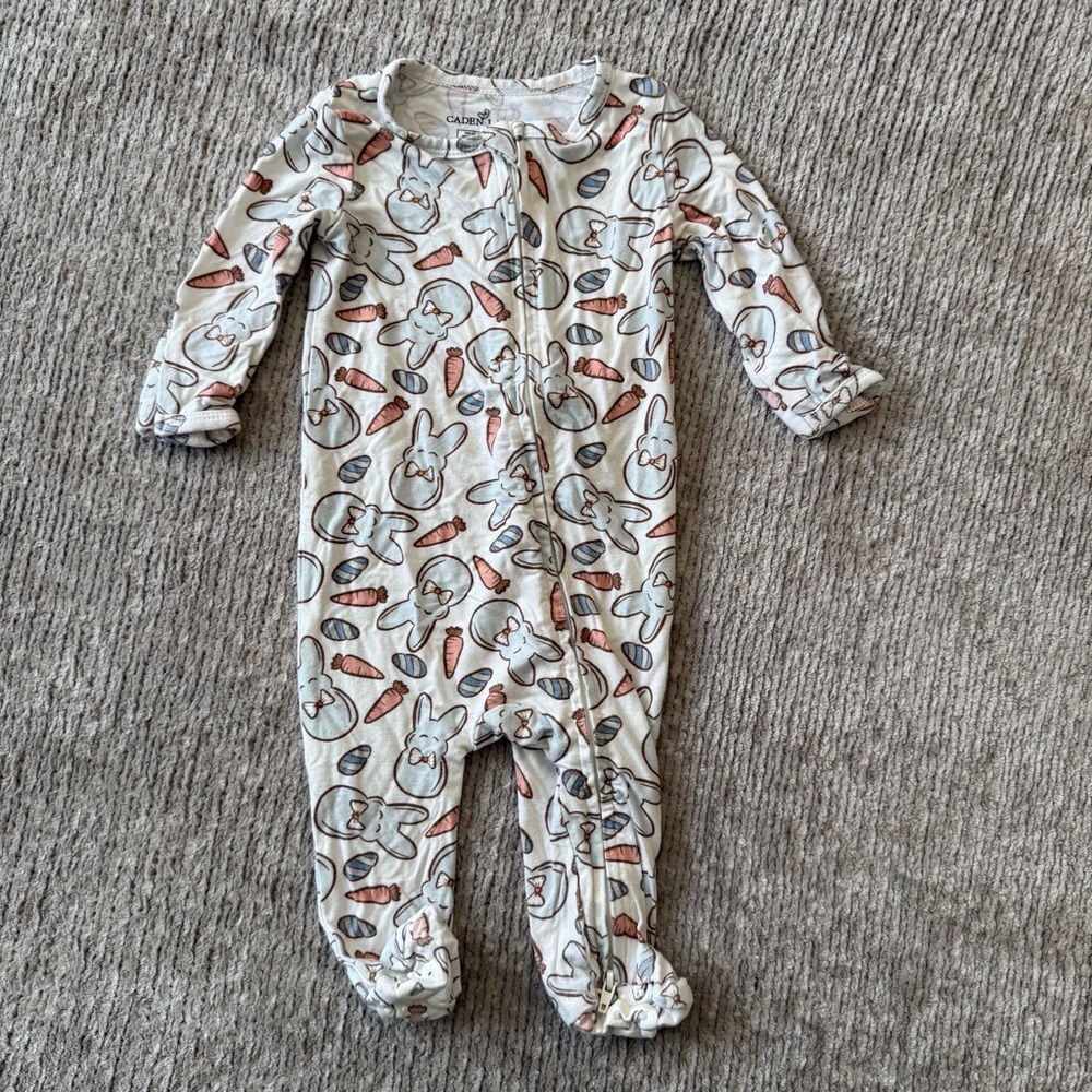 Caden Lane Bamboo Bunny & Carrot Zip Sleeper NB Easter Rabbit Spring